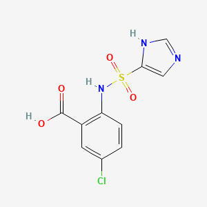 molecular formula C10H8ClN3O4S B7578301 5-chloro-2-(1H-imidazol-5-ylsulfonylamino)benzoic acid 