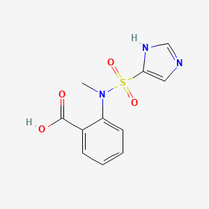 molecular formula C11H11N3O4S B7578318 2-[1H-imidazol-5-ylsulfonyl(methyl)amino]benzoic acid 