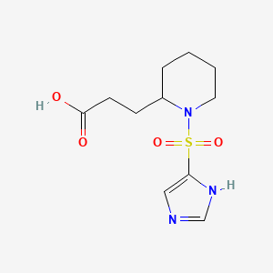 molecular formula C11H17N3O4S B7578325 3-[1-(1H-imidazol-5-ylsulfonyl)piperidin-2-yl]propanoic acid 