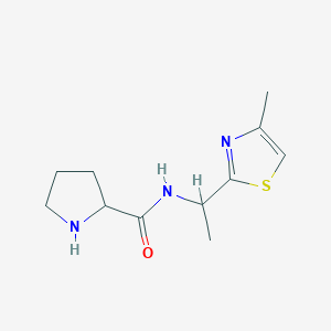 molecular formula C11H17N3OS B7578346 N-[1-(4-methyl-1,3-thiazol-2-yl)ethyl]pyrrolidine-2-carboxamide 