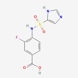 molecular formula C10H8FN3O4S B7578350 3-fluoro-4-(1H-imidazol-5-ylsulfonylamino)benzoic acid 