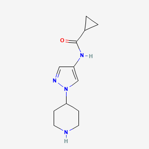 molecular formula C12H18N4O B7578370 N-(1-piperidin-4-ylpyrazol-4-yl)cyclopropanecarboxamide 