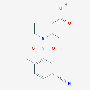 molecular formula C14H18N2O4S B7578379 3-[(5-Cyano-2-methylphenyl)sulfonyl-ethylamino]butanoic acid 