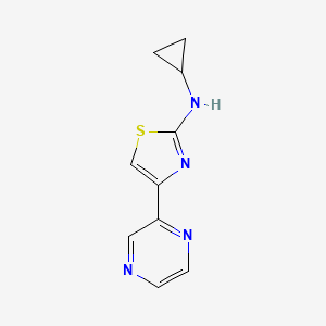 molecular formula C10H10N4S B7578423 N-cyclopropyl-4-pyrazin-2-yl-1,3-thiazol-2-amine 