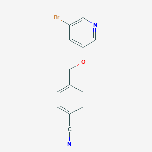 molecular formula C13H9BrN2O B7578441 4-[(5-Bromopyridin-3-yl)oxymethyl]benzonitrile 