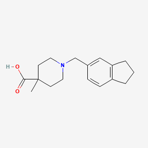 molecular formula C17H23NO2 B7578474 1-(2,3-dihydro-1H-inden-5-ylmethyl)-4-methylpiperidine-4-carboxylic acid 