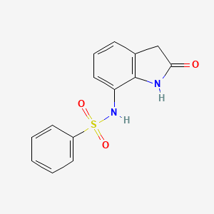 molecular formula C14H12N2O3S B7578515 Benzenesulfonamide, N-(2-oxo-2,3-dihydro-1H-indol-7-yl)- 