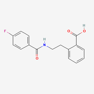 molecular formula C16H14FNO3 B7578529 2-[2-[(4-Fluorobenzoyl)amino]ethyl]benzoic acid 