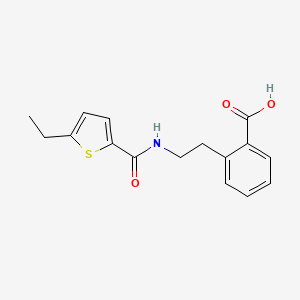 molecular formula C16H17NO3S B7578554 2-[2-[(5-Ethylthiophene-2-carbonyl)amino]ethyl]benzoic acid 