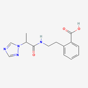 molecular formula C14H16N4O3 B7578559 2-[2-[2-(1,2,4-Triazol-1-yl)propanoylamino]ethyl]benzoic acid 