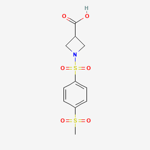 molecular formula C11H13NO6S2 B7578591 1-(4-Methylsulfonylphenyl)sulfonylazetidine-3-carboxylic acid 