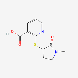 molecular formula C11H12N2O3S B7578595 2-(1-Methyl-2-oxopyrrolidin-3-yl)sulfanylpyridine-3-carboxylic acid 