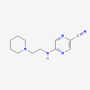 molecular formula C12H17N5 B7578629 5-(2-Piperidin-1-ylethylamino)pyrazine-2-carbonitrile 