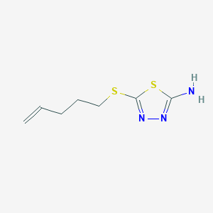 molecular formula C7H11N3S2 B7578667 5-Pent-4-enylsulfanyl-1,3,4-thiadiazol-2-amine 