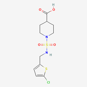 molecular formula C11H15ClN2O4S2 B7578679 1-[(5-Chlorothiophen-2-yl)methylsulfamoyl]piperidine-4-carboxylic acid 