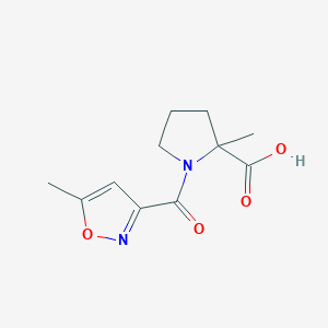 molecular formula C11H14N2O4 B7578768 2-Methyl-1-(5-methyl-1,2-oxazole-3-carbonyl)pyrrolidine-2-carboxylic acid 
