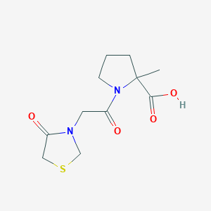 molecular formula C11H16N2O4S B7578772 2-Methyl-1-[2-(4-oxo-1,3-thiazolidin-3-yl)acetyl]pyrrolidine-2-carboxylic acid 
