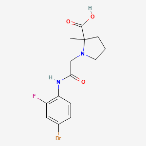 molecular formula C14H16BrFN2O3 B7578779 1-[2-(4-Bromo-2-fluoroanilino)-2-oxoethyl]-2-methylpyrrolidine-2-carboxylic acid 