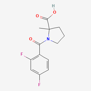 molecular formula C13H13F2NO3 B7578786 1-(2,4-Difluorobenzoyl)-2-methylpyrrolidine-2-carboxylic acid 