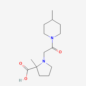 molecular formula C14H24N2O3 B7578789 2-Methyl-1-[2-(4-methylpiperidin-1-yl)-2-oxoethyl]pyrrolidine-2-carboxylic acid 