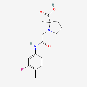 molecular formula C15H19FN2O3 B7578799 1-[2-(3-Fluoro-4-methylanilino)-2-oxoethyl]-2-methylpyrrolidine-2-carboxylic acid 