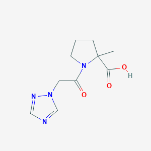 molecular formula C10H14N4O3 B7578809 2-Methyl-1-[2-(1,2,4-triazol-1-yl)acetyl]pyrrolidine-2-carboxylic acid 