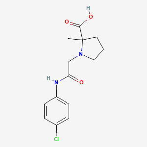 molecular formula C14H17ClN2O3 B7578836 1-[2-(4-Chloroanilino)-2-oxoethyl]-2-methylpyrrolidine-2-carboxylic acid 