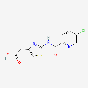 molecular formula C11H8ClN3O3S B7578842 2-[2-[(5-Chloropyridine-2-carbonyl)amino]-1,3-thiazol-4-yl]acetic acid 