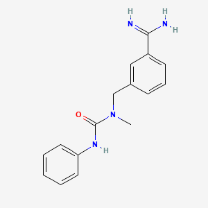 molecular formula C16H18N4O B7578892 1-[(3-Carbamimidoylphenyl)methyl]-1-methyl-3-phenylurea 