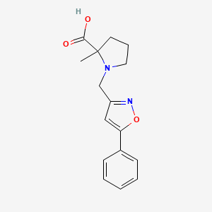 molecular formula C16H18N2O3 B7578900 2-Methyl-1-[(5-phenyl-1,2-oxazol-3-yl)methyl]pyrrolidine-2-carboxylic acid 