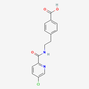 molecular formula C15H13ClN2O3 B7578916 4-[2-[(5-Chloropyridine-2-carbonyl)amino]ethyl]benzoic acid 