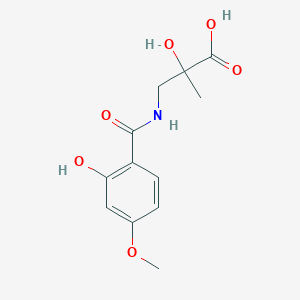 molecular formula C12H15NO6 B7578942 2-Hydroxy-3-[(2-hydroxy-4-methoxybenzoyl)amino]-2-methylpropanoic acid 