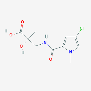 molecular formula C10H13ClN2O4 B7578965 3-[(4-Chloro-1-methylpyrrole-2-carbonyl)amino]-2-hydroxy-2-methylpropanoic acid 