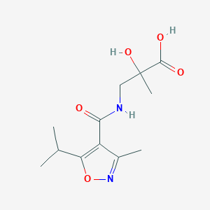 molecular formula C12H18N2O5 B7579012 2-Hydroxy-2-methyl-3-[(3-methyl-5-propan-2-yl-1,2-oxazole-4-carbonyl)amino]propanoic acid 