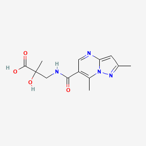 molecular formula C13H16N4O4 B7579035 3-[(2,7-Dimethylpyrazolo[1,5-a]pyrimidine-6-carbonyl)amino]-2-hydroxy-2-methylpropanoic acid 