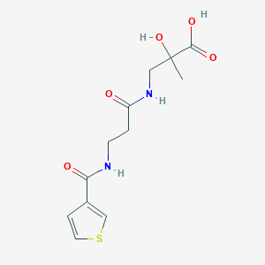 molecular formula C12H16N2O5S B7579062 2-Hydroxy-2-methyl-3-[3-(thiophene-3-carbonylamino)propanoylamino]propanoic acid 