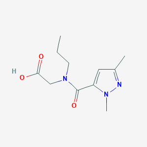 molecular formula C11H17N3O3 B7579123 2-[(2,5-Dimethylpyrazole-3-carbonyl)-propylamino]acetic acid 