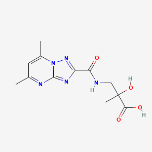 molecular formula C12H15N5O4 B7579226 3-[(5,7-Dimethyl-[1,2,4]triazolo[1,5-a]pyrimidine-2-carbonyl)amino]-2-hydroxy-2-methylpropanoic acid 