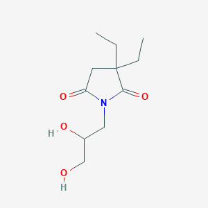 molecular formula C11H19NO4 B7579235 1-(2,3-Dihydroxypropyl)-3,3-diethylpyrrolidine-2,5-dione 