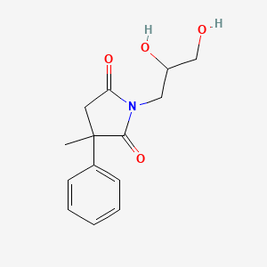 molecular formula C14H17NO4 B7579243 1-(2,3-Dihydroxypropyl)-3-methyl-3-phenylpyrrolidine-2,5-dione 