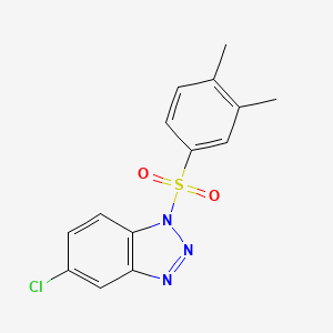 molecular formula C14H12ClN3O2S B7579258 5-Chloro-1-(3,4-dimethylphenyl)sulfonylbenzotriazole 