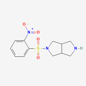 molecular formula C12H15N3O4S B7579289 5-(2-nitrophenyl)sulfonyl-2,3,3a,4,6,6a-hexahydro-1H-pyrrolo[3,4-c]pyrrole 