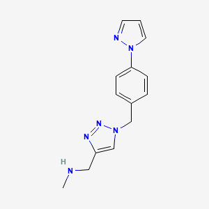 molecular formula C14H16N6 B7579296 N-methyl-1-[1-[(4-pyrazol-1-ylphenyl)methyl]triazol-4-yl]methanamine 