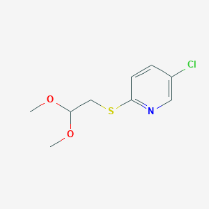 molecular formula C9H12ClNO2S B7579300 5-Chloro-2-(2,2-dimethoxyethylsulfanyl)pyridine 