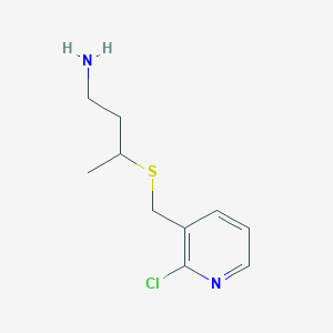 molecular formula C10H15ClN2S B7579316 3-[(2-Chloropyridin-3-yl)methylsulfanyl]butan-1-amine 
