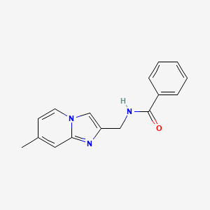 molecular formula C16H15N3O B7579326 N-[(7-methylimidazo[1,2-a]pyridin-2-yl)methyl]benzamide 