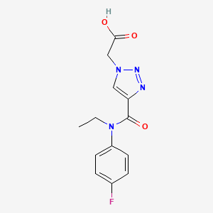 molecular formula C13H13FN4O3 B7579363 2-[4-[Ethyl-(4-fluorophenyl)carbamoyl]triazol-1-yl]acetic acid 