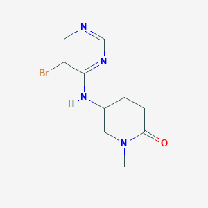 molecular formula C10H13BrN4O B7579371 5-[(5-Bromopyrimidin-4-yl)amino]-1-methylpiperidin-2-one 