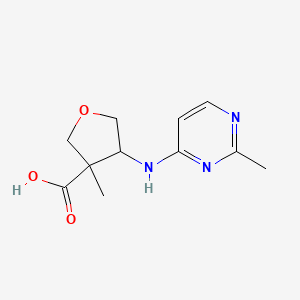 molecular formula C11H15N3O3 B7579376 3-Methyl-4-[(2-methylpyrimidin-4-yl)amino]oxolane-3-carboxylic acid 