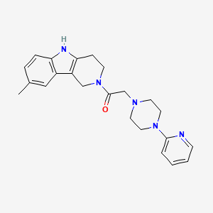 molecular formula C23H27N5O B7579436 1-(8-Methyl-1,3,4,5-tetrahydropyrido[4,3-b]indol-2-yl)-2-(4-pyridin-2-ylpiperazin-1-yl)ethanone 